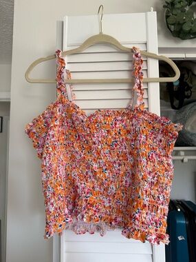 Old Navy Smocked Floral Crop Tank Top